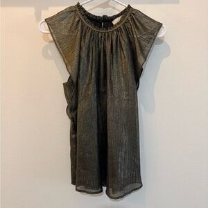 LOFT Shimmering Gold Cap Sleeve Blouse